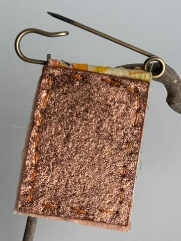 OOAK Beaded Textile Brooch - Yellow, Orange