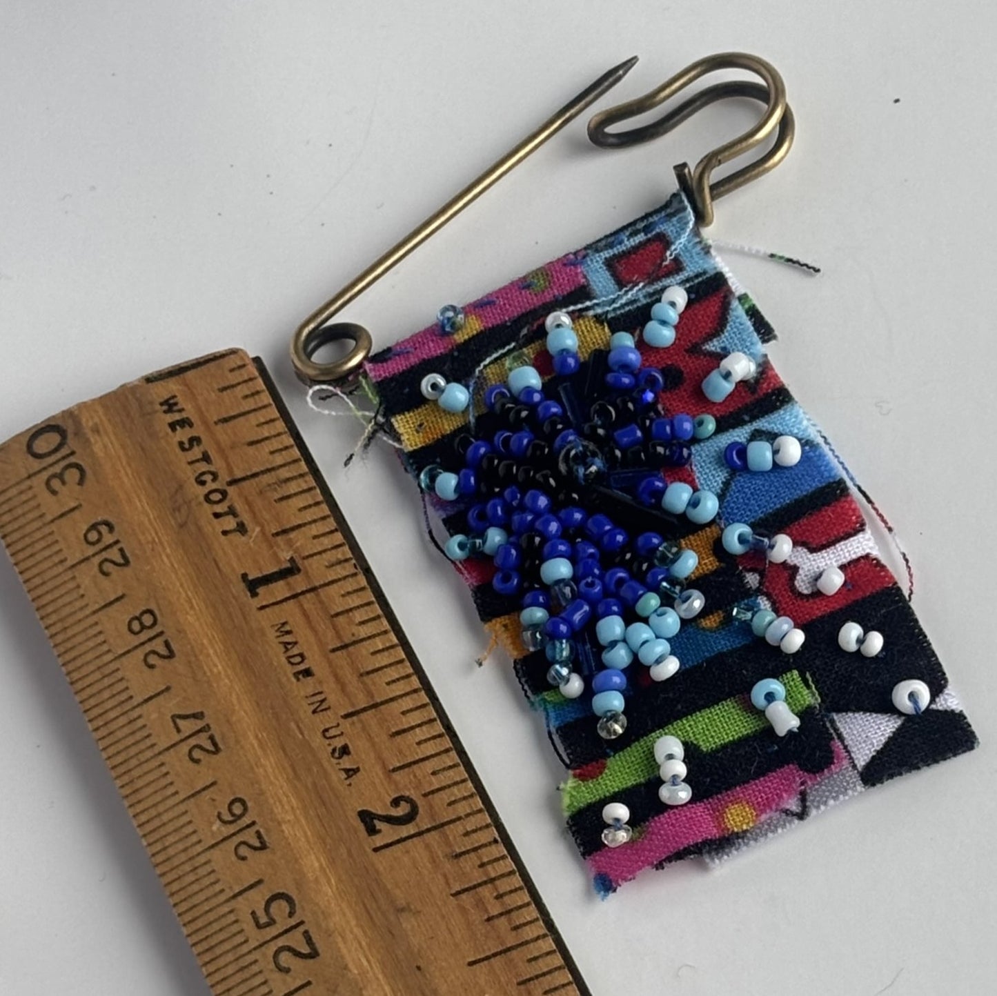 OOAK Beaded Blue Starburst Brooch