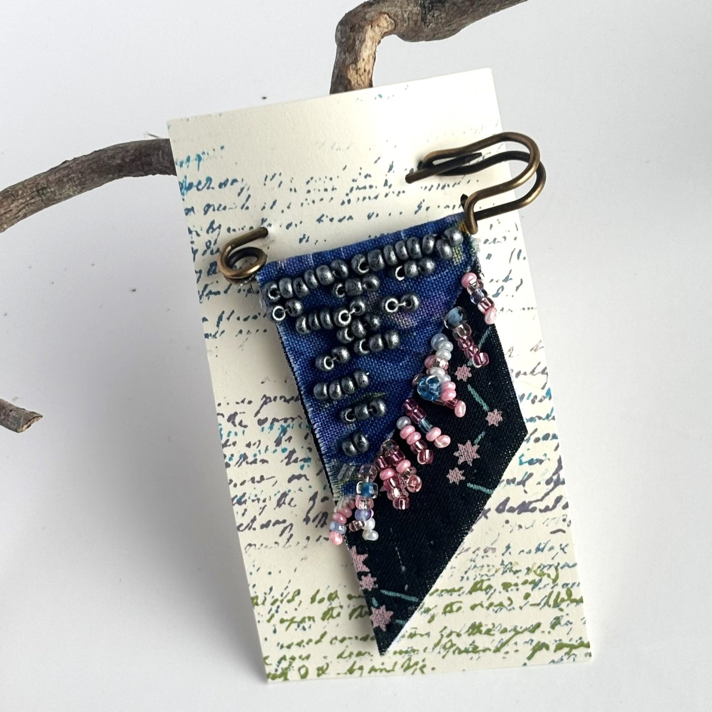 OOAK Abstract Blue, Black, & Pink Brooch
