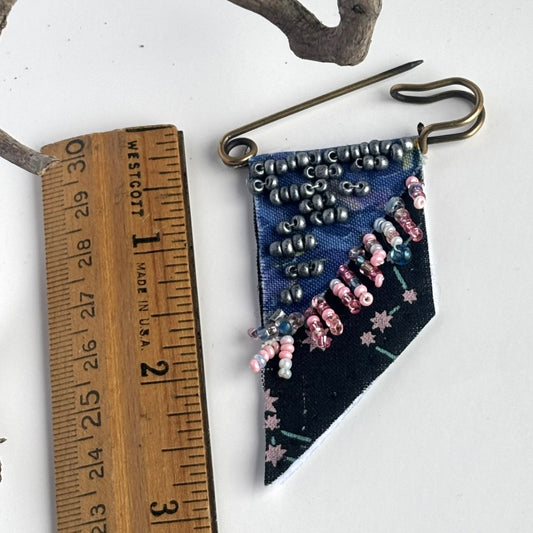 OOAK Abstract Blue, Black, & Pink Brooch