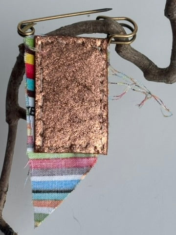 OOAK Striped Hand Beaded Textile Brooch