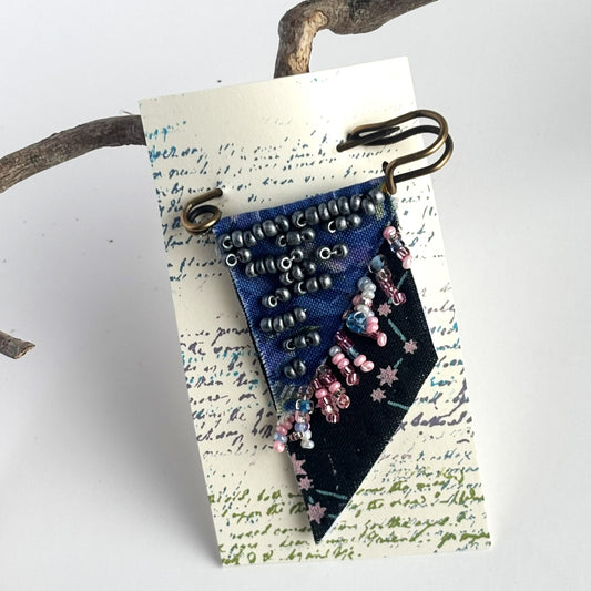 OOAK Abstract Blue, Black, & Pink Brooch