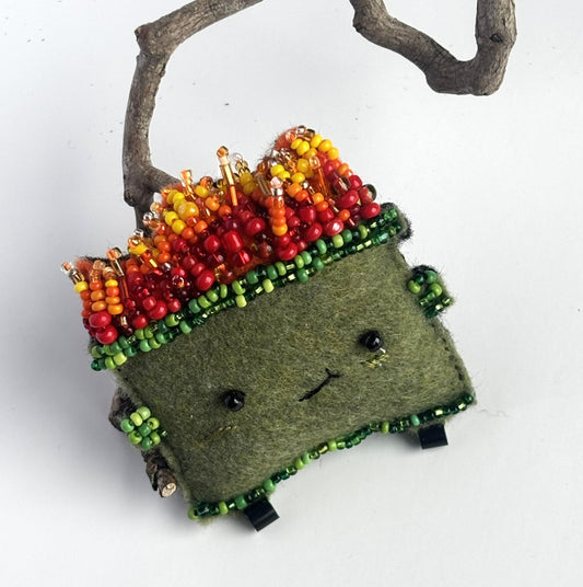 OOAK Dumpster Fire Brooch