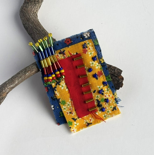 OOAK Yellow, Blue, & Red Brooch