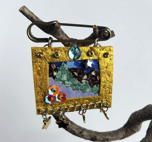 OOAK Fabric Landscape Brooch