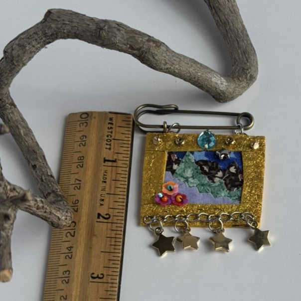 OOAK Fabric Landscape Brooch
